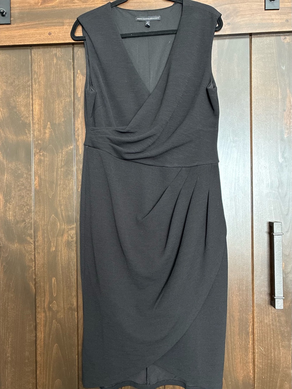White House Black Market Black Sleeveless Draped Midi Dress